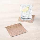 エレガントフェイク金ゴールドパイナップル模様水玉模様 スクエアペーパーコースター (インサイチュ)