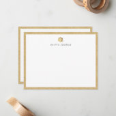 エレガントフェイク金ゴールドパーソナライズされたバラ ノートカード (正面/裏面インサイチュ)