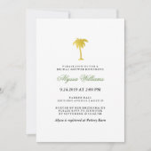エレガントフェイク金ゴールドパームブライダルシャワー |緑 招待状 (正面)