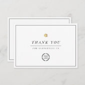 エレガントフェイク金ゴールドフローラミニマルビジネス サンキューカード (正面/裏面)