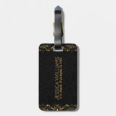エレガントフェイク金ゴールドフローラ旋回フレーム ラゲッジタグ (裏面縦)