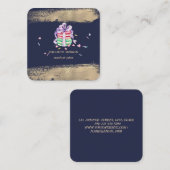 エレガントフェイク金ゴールドブラシ線マカロン スクエア名刺 (正面/裏面)