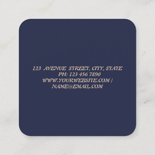 エレガントフェイク金ゴールドブラシ線マカロン スクエア名刺 (裏面)