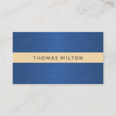 エレガントフェイク金ゴールドブルー金属ストライプコンサルタント 名刺 (正面)