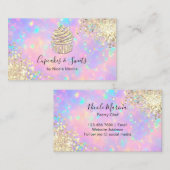 エレガントフェイク金ゴールドホログラフィックカップケーキスイーツ 名刺 (正面/裏面)