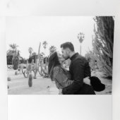 エレガントフェイク金ゴールドホープ書道の黒文字 三つ折りクリスマスカード (内部最初)