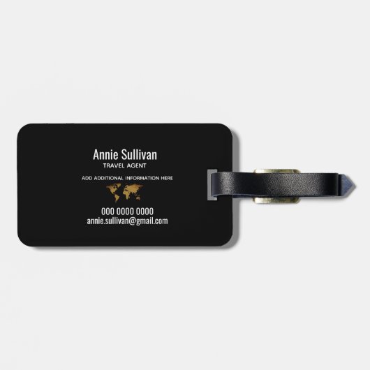 エレガントフェイク金ゴールドマップ旅行代理店 ラゲッジタグ (裏面横)