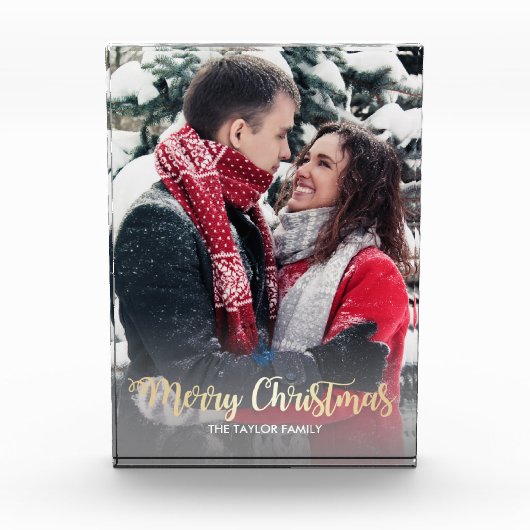 エレガントフェイク金ゴールドメリー文字写真 フォトブロック (正面)