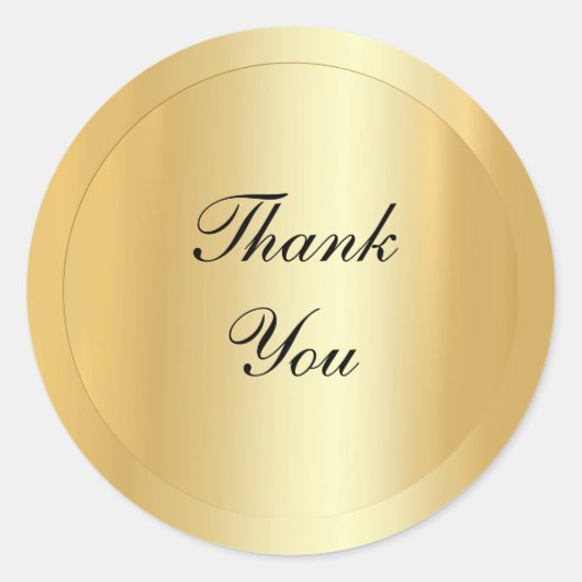 エレガントフェイク金ゴールドモダンテンプレートサンキュー文字 ラウンドシール (正面)