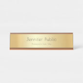 エレガントフェイク金ゴールドモダンテンプレートプロフェッショナル デスクネームプレート (正面)