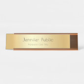 エレガントフェイク金ゴールドモダンテンプレートプロフェッショナル デスクネームプレート (正面)