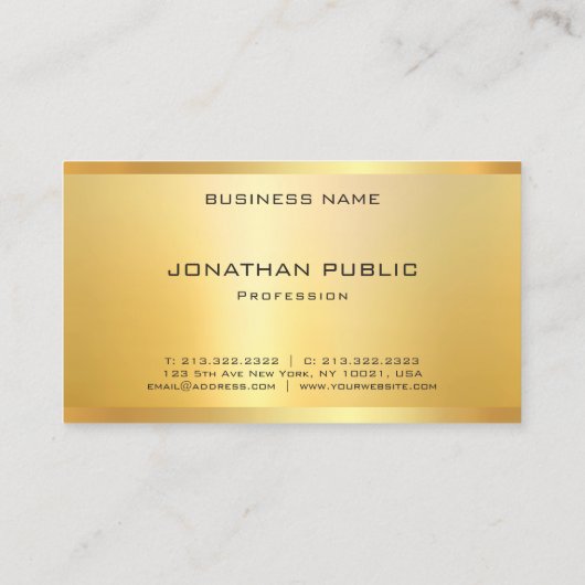 エレガントフェイク金ゴールドモダンテンプレートプロフェッショナル 名刺 (裏面)