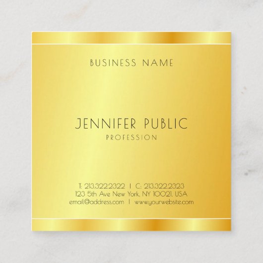 エレガントフェイク金ゴールドモダンプロフェッショナルテンプレート スクエア名刺 (裏面)