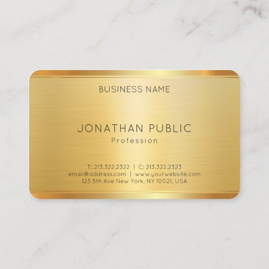 エレガントフェイク金ゴールドモダンプロフェッショナルテンプレート 名刺 (裏面)