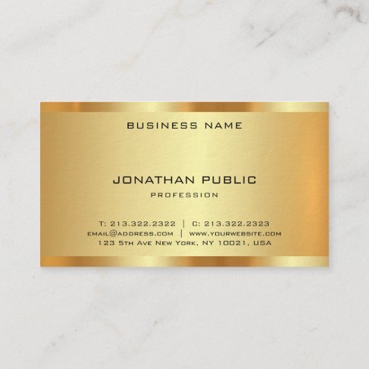 エレガントフェイク金ゴールドモダンプロフェッショナル 名刺 (裏面)