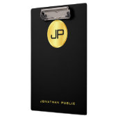 エレガントフェイク金ゴールドモノグラモダンム黒テンプレート クリップボード (左)