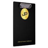 エレガントフェイク金ゴールドモノグラモダンム黒テンプレート クリップボード (右)