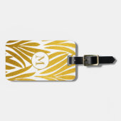 エレガントフェイク金ゴールドリーフモノグラムの ラゲッジタグ (正面横)