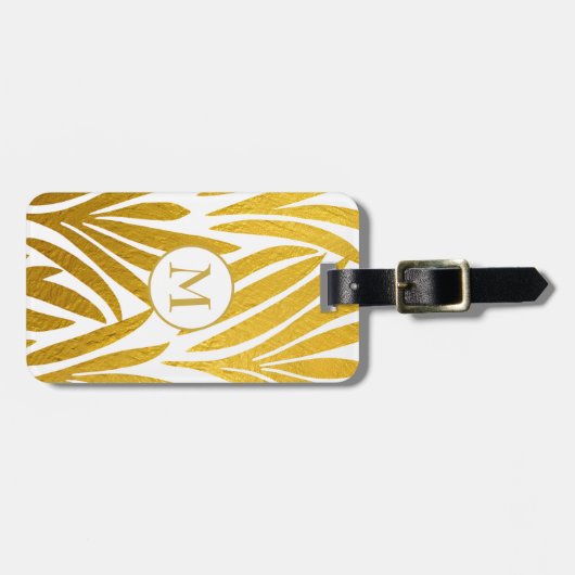 エレガントフェイク金ゴールドリーフモノグラムの ラゲッジタグ (正面横)
