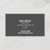 エレガントフェイク金ゴールド世界地図グレー旅行代理店 名刺 (裏面)