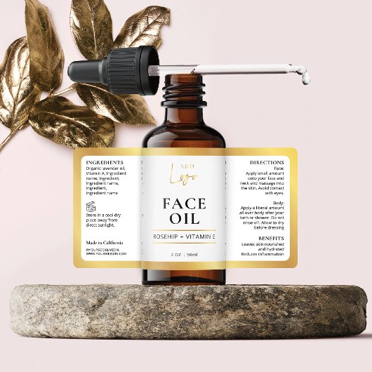 エレガントフェイク金ゴールド化粧料ボトルラベル ラベル