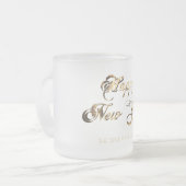 エレガントフェイク金ゴールド台本ハッピーニューイヤー フロストグラスマグカップ (正面左)