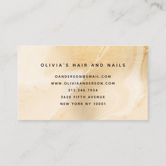 エレガントフェイク金ゴールド大理石およびモダンスクリプト ロイヤリティカード (裏面)