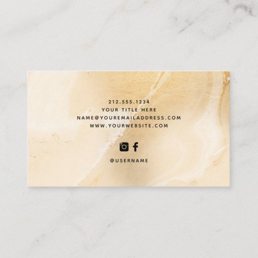 エレガントフェイク金ゴールド大理石およびモダンスクリプト 名刺 (裏面)