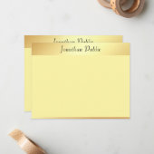 エレガントフェイク金ゴールド手書きスクリプトテンプレート ノートカード (正面/裏面インサイチュ)