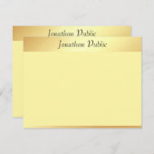 エレガントフェイク金ゴールド手書きスクリプトテンプレート ノートカード (正面/裏面)