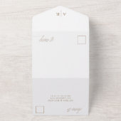 エレガントフェイク金ゴールド書結婚の オールインワン招待状 (外側)