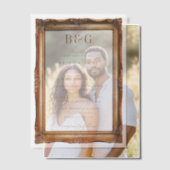 エレガントフェイク金ゴールド枠モノグラム結婚のオーバーレイ ベラム紙招待状 (オフセット (カップル))