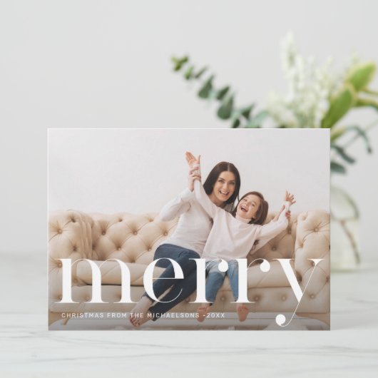 エレガントフェイク金ゴールド植物学メリークリスマス写真 シーズンカード (スタンド正面)