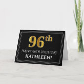 エレガントフェイク金ゴールド検索"96番目"の誕生日+名前 カード (正面)