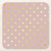 エレガントフェイク金ゴールド水玉模様 スクエアペーパーコースター (正面)