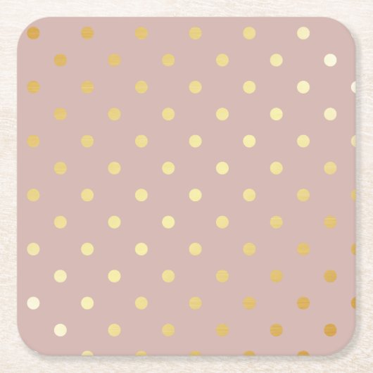 エレガントフェイク金ゴールド水玉模様 スクエアペーパーコースター (正面)