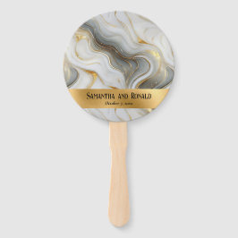 エレガントフェイク金ゴールド灰色の白いマーブル結婚ズ ハンドファン