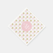 エレガントフェイク金ゴールド熱帯パイナップル スタンダードカクテルナプキン (角)