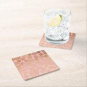 エレガントフェイク金ゴールド熱帯性パイナップル スクエアペーパーコースター (インサイチュ)