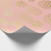 エレガントフェイク金ゴールド熱帯性パイナップル ラッピングペーパー (角)