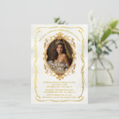 エレガントフェイク金ゴールド王室の写真 招待状 (スタンド正面)