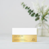 エレガントフェイク金ゴールド白モダンモノグラムテンプレート 名刺 (スタンド正面)