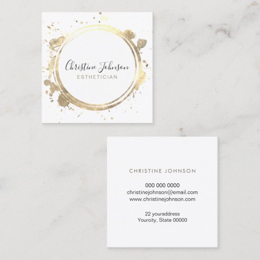 エレガントフェイク金ゴールド箔円 スクエア名刺 (正面/裏面)