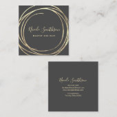 エレガントフェイク金ゴールド箔円 スクエア名刺 (正面/裏面)