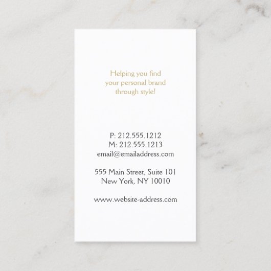 エレガントフェイク金ゴールド紙吹雪ドットパターンII 名刺 (裏面)