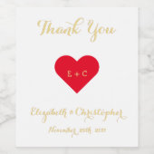 エレガントフェイク金ゴールド結婚スクリプトの婚約ハート ワインラベル (シングルラベル)