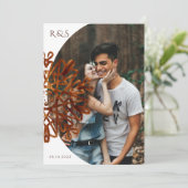 エレガントフェイク金ゴールド結婚写真 招待状 (スタンド正面)