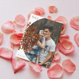 エレガントフェイク金ゴールド結婚写真 招待状