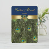 エレガントフェイク金ゴールド結婚孔雀モノグラム 招待状 (スタンド正面)