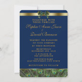 エレガントフェイク金ゴールド結婚孔雀モノグラム 招待状 (裏面)